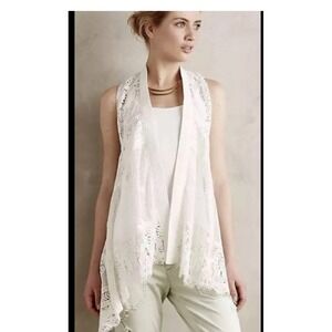 ANTHROPOLOGIE MEADOW RUE CROCHET LACE VEST WOMENS SIZE‎ MEDIUM/LARGE